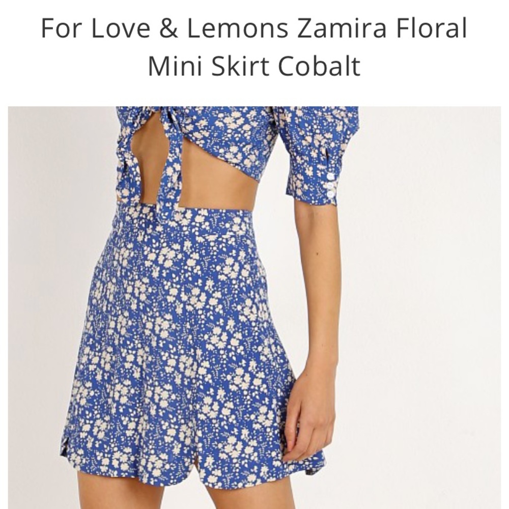 For Love and Lemons Blue Floral Zamira Skirt